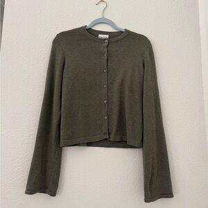 SNDYS Women's Olive Green Button-Up Sweater and Pants Set
